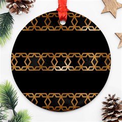 Pattern Geometric Gold Black Round Ornament (two Sides) by alllovelyideas