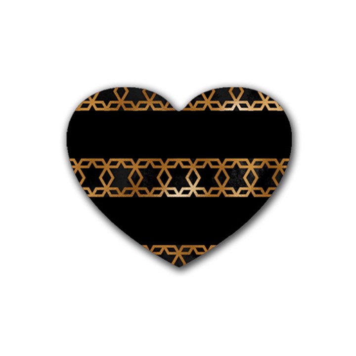 Pattern Geometric Gold Black Heart Coaster (4 pack) 