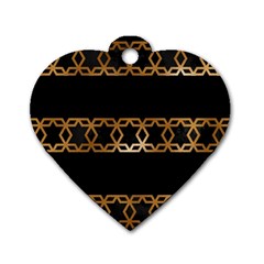 Pattern Geometric Gold Black Dog Tag Heart (one Side) by alllovelyideas