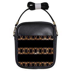 Pattern Geometric Gold Black Girls Sling Bag by alllovelyideas