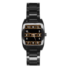 Pattern Geometric Gold Black Stainless Steel Barrel Watch by alllovelyideas