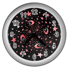 Pattern Lune Étoile Profondeur Wall Clock (silver) by alllovelyideas