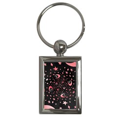 Pattern Lune Étoile Profondeur Key Chain (rectangle) by alllovelyideas