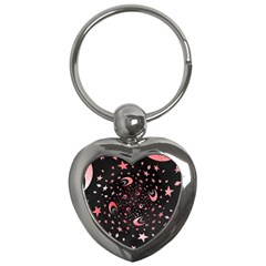 Pattern Lune Étoile Profondeur Key Chain (heart) by alllovelyideas