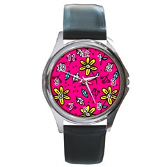 Flowers-flashy Round Metal Watch