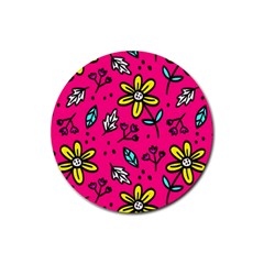 Flowers-flashy Rubber Round Coaster (4 Pack)  by alllovelyideas