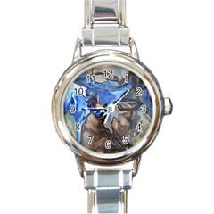 Flowing Patterns Round Italian Charm Watch by kaleidomarblingart