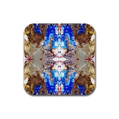 Abstract Acrylic Pouring Art Rubber Coaster (square)  by kaleidomarblingart