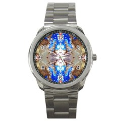 Abstract Acrylic Pouring Art Sport Metal Watch by kaleidomarblingart