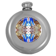 Abstract Acrylic Pouring Art Round Hip Flask (5 Oz) by kaleidomarblingart