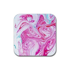 Marbling Art Print Rubber Coaster (square)  by kaleidomarblingart