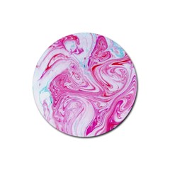 Marbling Art Print Rubber Coaster (round)  by kaleidomarblingart