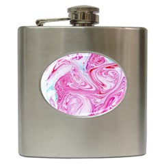 Marbling Art Print Hip Flask (6 Oz) by kaleidomarblingart