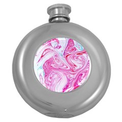 Marbling Art Print Round Hip Flask (5 Oz) by kaleidomarblingart