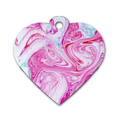 Marbling Art Print Dog Tag Heart (one Side) by kaleidomarblingart