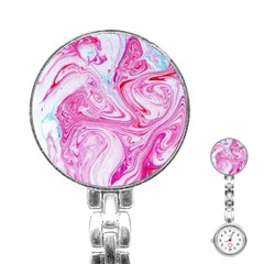 Marbling Art Print Stainless Steel Nurses Watch by kaleidomarblingart