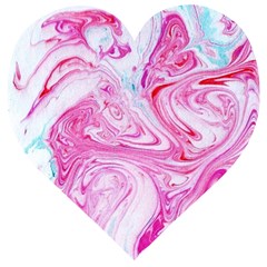 Marbling Art Print Wooden Puzzle Heart by kaleidomarblingart