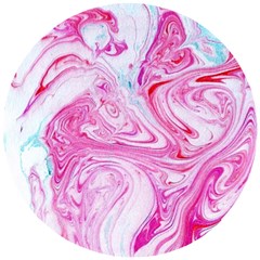 Marbling Art Print Wooden Puzzle Round by kaleidomarblingart