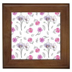 Flowers In One Line Framed Tile