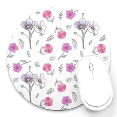 Flowers In One Line Round Mousepads