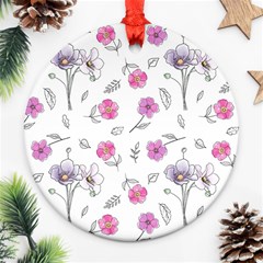 Flowers In One Line Ornament (round) by SychEva