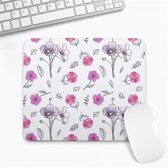 Flowers In One Line Large Mousepads by SychEva