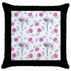 Flowers In One Line Throw Pillow Case (black) by SychEva