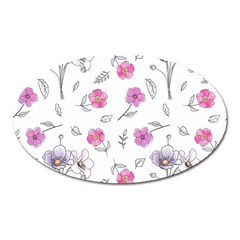 Flowers In One Line Oval Magnet by SychEva