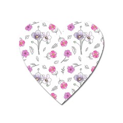 Flowers In One Line Heart Magnet by SychEva