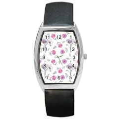 Flowers In One Line Barrel Style Metal Watch by SychEva