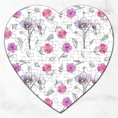 Flowers In One Line Jigsaw Puzzle (Heart)