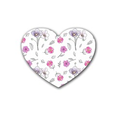 Flowers In One Line Rubber Coaster (Heart) 