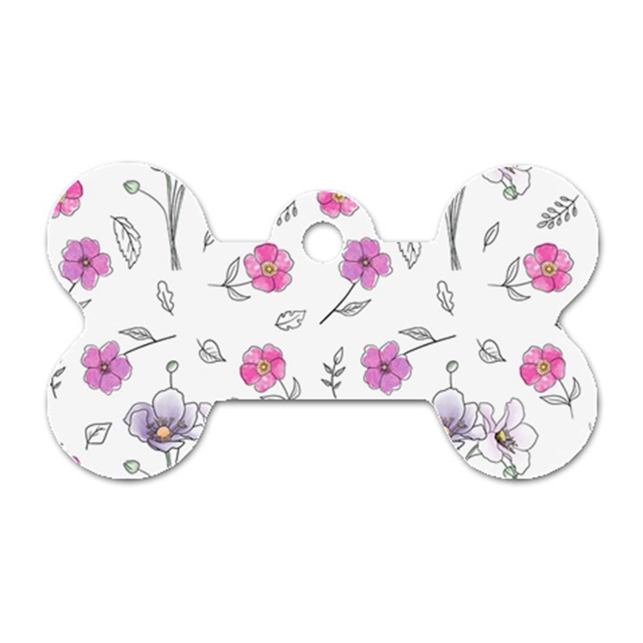 Flowers In One Line Dog Tag Bone (One Side)