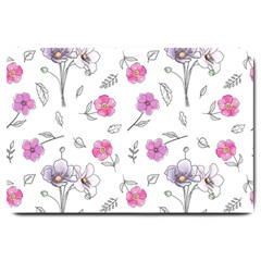 Flowers In One Line Large Doormat  by SychEva