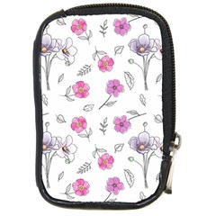 Flowers In One Line Compact Camera Leather Case by SychEva