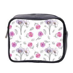 Flowers In One Line Mini Toiletries Bag (two Sides) by SychEva