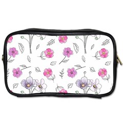 Flowers In One Line Toiletries Bag (one Side) by SychEva