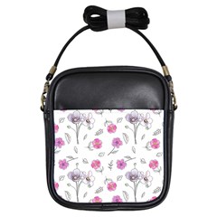 Flowers In One Line Girls Sling Bag by SychEva