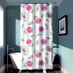 Flowers In One Line Shower Curtain 36  X 72  (stall)  by SychEva