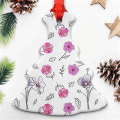 Flowers In One Line Christmas Tree Ornament (two Sides) by SychEva