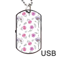 Flowers In One Line Dog Tag USB Flash (Two Sides)