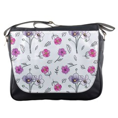 Flowers In One Line Messenger Bag by SychEva