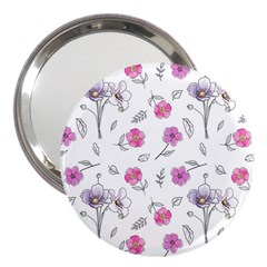 Flowers In One Line 3  Handbag Mirrors by SychEva