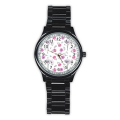 Flowers In One Line Stainless Steel Round Watch by SychEva