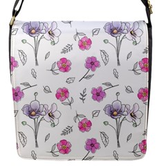 Flowers In One Line Flap Closure Messenger Bag (s) by SychEva