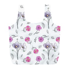 Flowers In One Line Full Print Recycle Bag (l) by SychEva