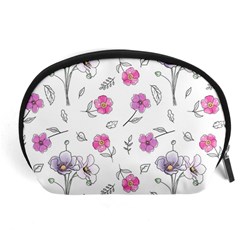 Flowers In One Line Accessory Pouch (large) by SychEva