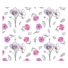 Flowers In One Line Double Sided Flano Blanket (Small) 