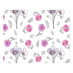 Flowers In One Line Double Sided Flano Blanket (Large)  80 x60  Blanket Front