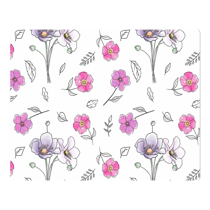 Flowers In One Line Double Sided Flano Blanket (Large) 